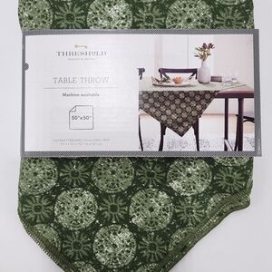 Threshold Green Geometric Table Throw 50" x 50" - Easy Care Machine Wash
